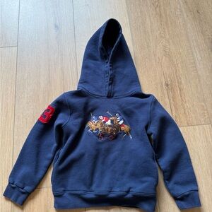 Polo Navy Blue Kids Hoodie with Embroidered Design